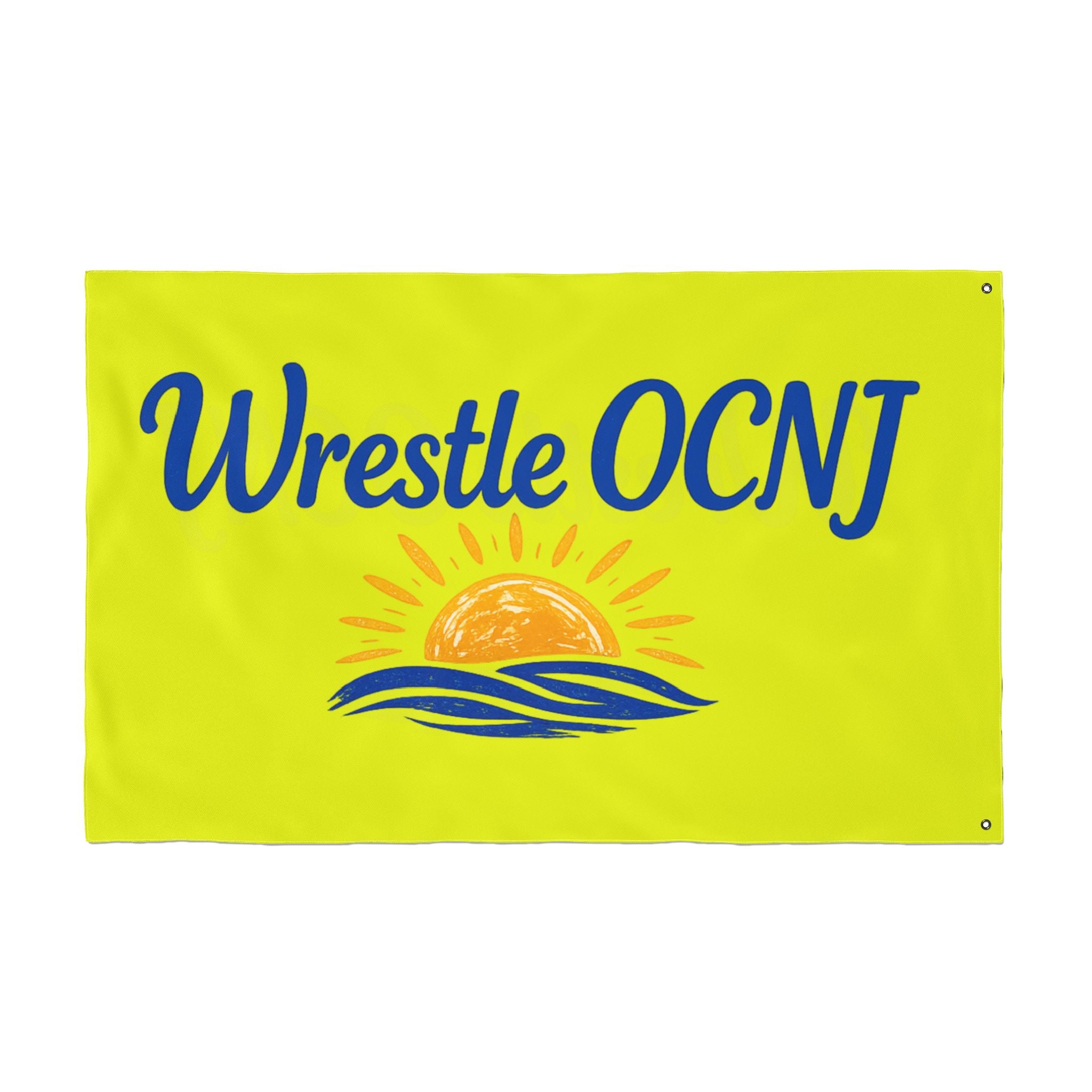 "Wrestle OCNJ" Double Sided Flag - YELLOW
