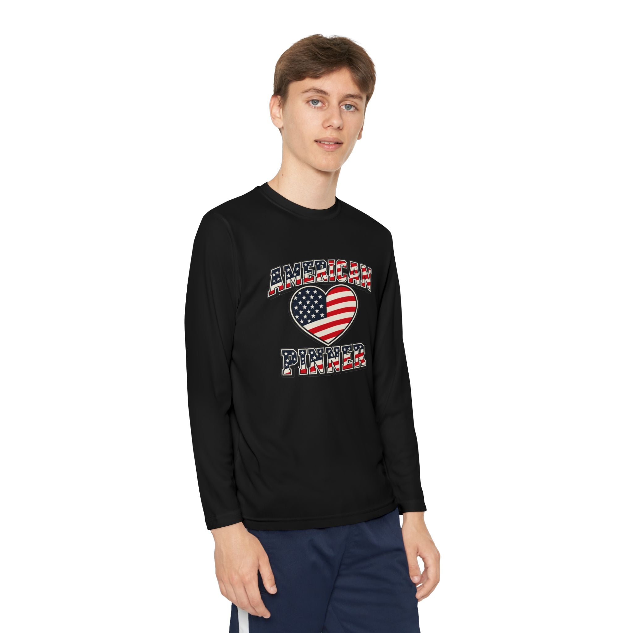 Copy of Youth Long Sleeve Tee — "American Pinner" Patriotic Competitor Shirt