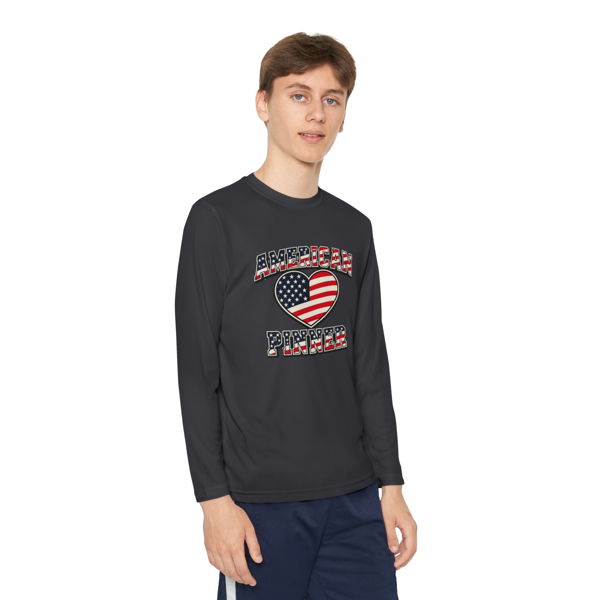 Copy of Youth Long Sleeve Tee — "American Pinner" Patriotic Competitor Shirt