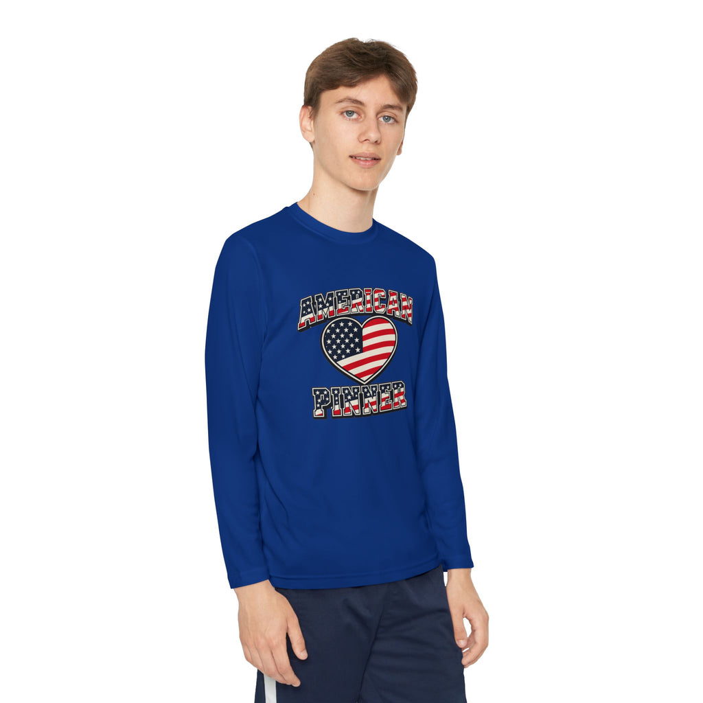 Copy of Youth Long Sleeve Tee — "American Pinner" Patriotic Competitor Shirt
