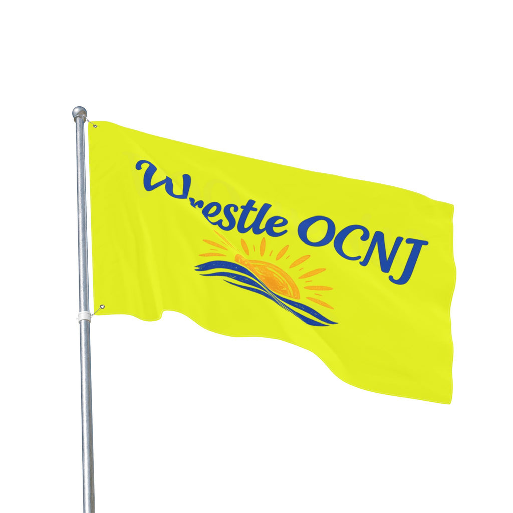 "Wrestle OCNJ" Double Sided Flag - YELLOW