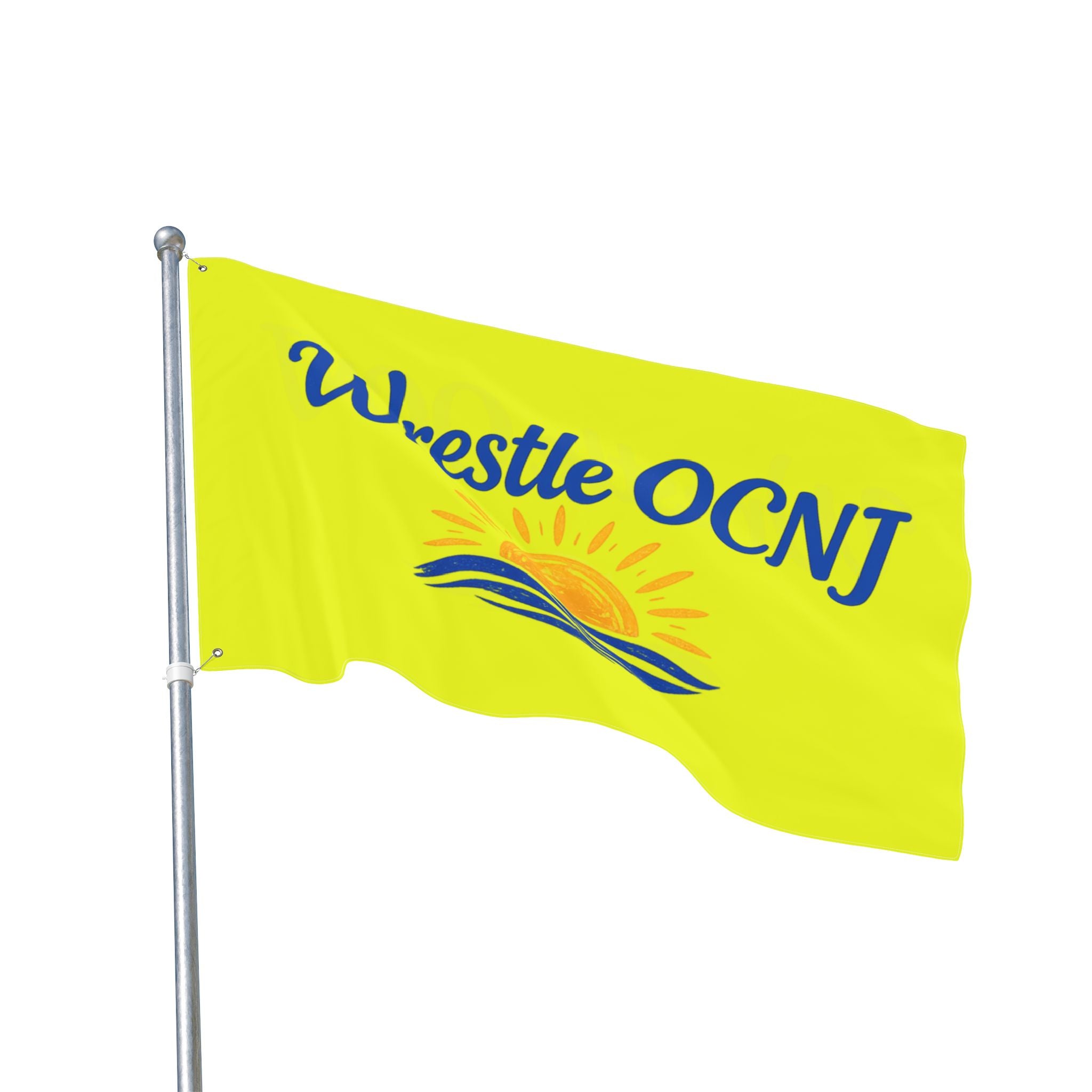 "Wrestle OCNJ" Double Sided Flag - YELLOW