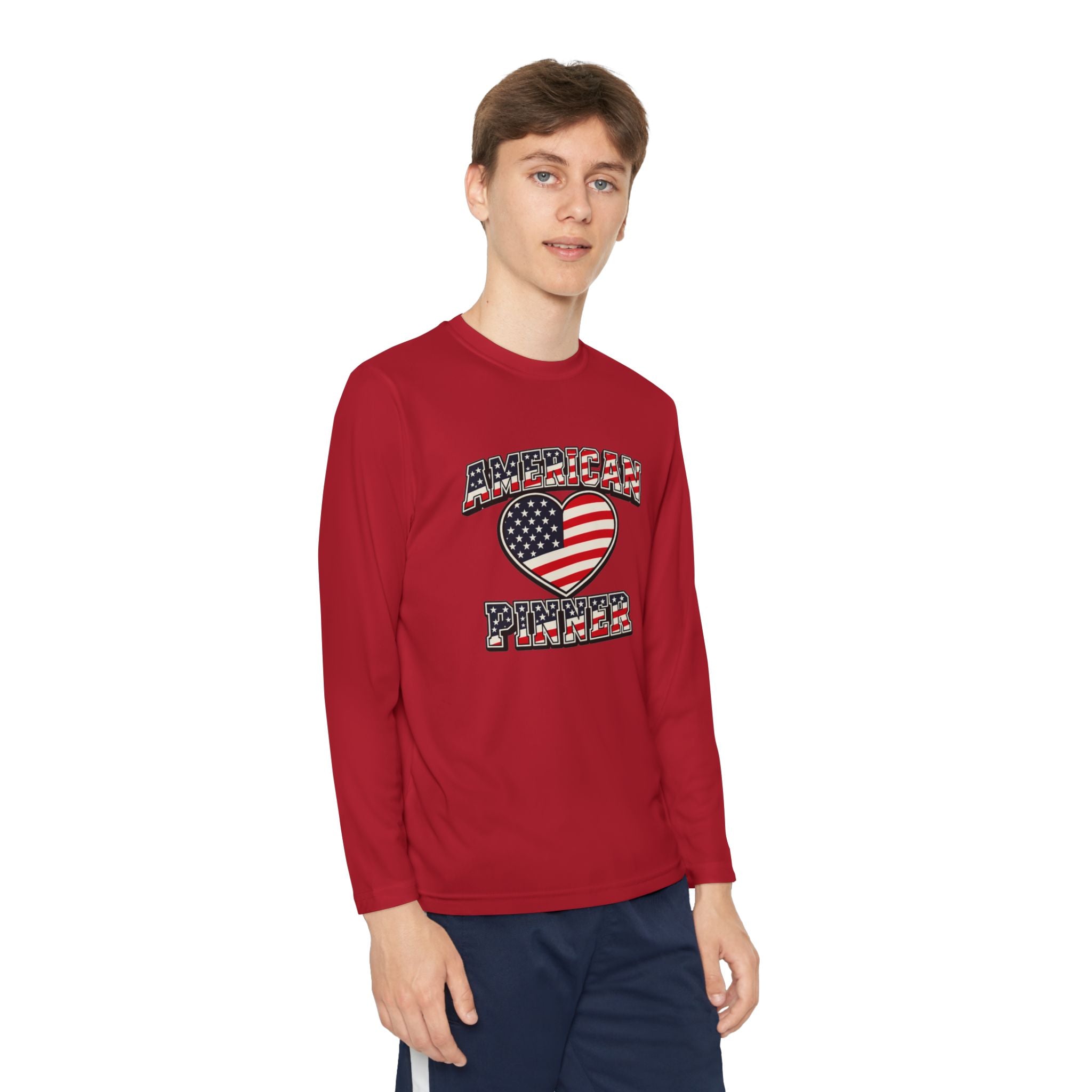 Copy of Youth Long Sleeve Tee — "American Pinner" Patriotic Competitor Shirt