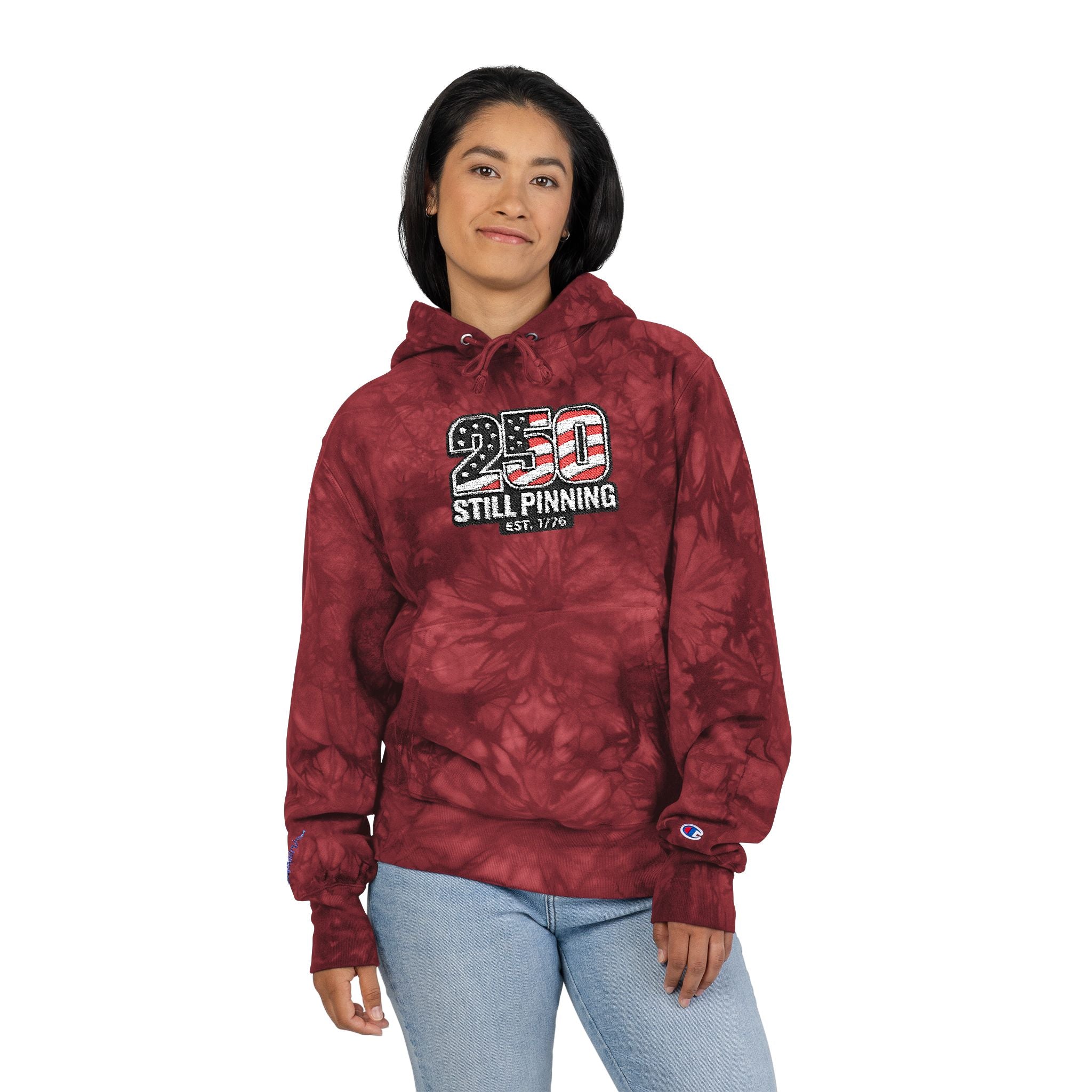 Embroidered! Tie-Dye Hoodie — "250 STILL PINNING" Design