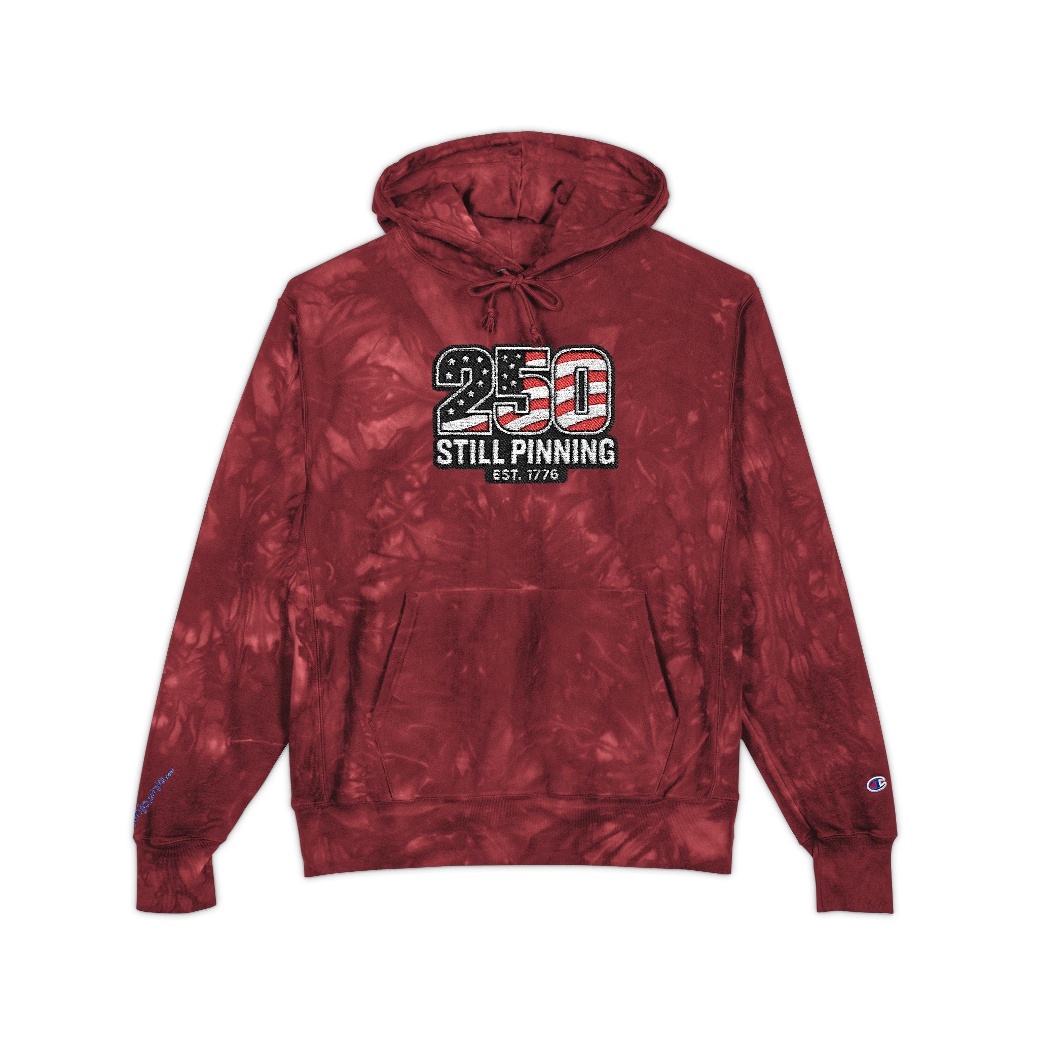 Embroidered! Tie-Dye Hoodie — "250 STILL PINNING" Design