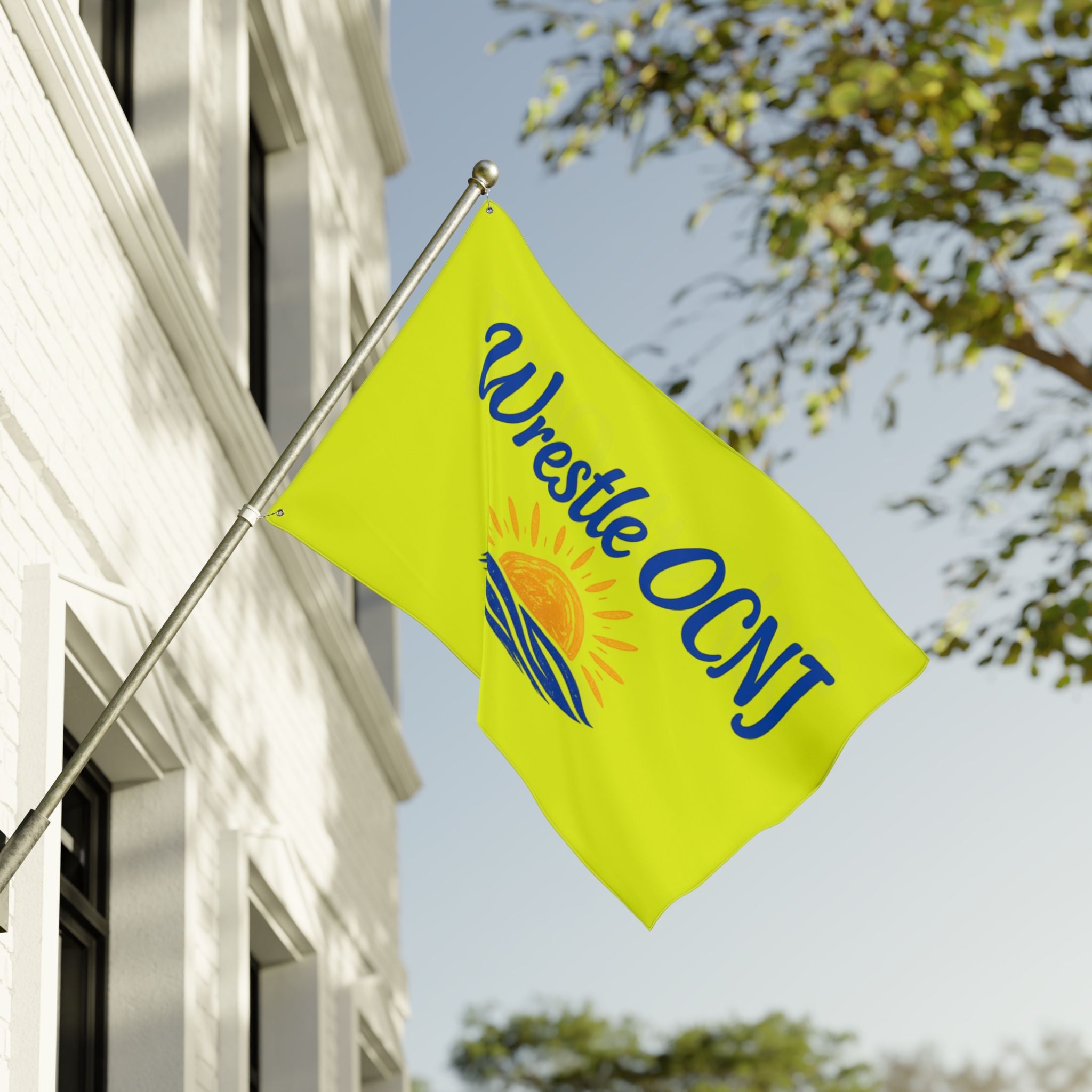 "Wrestle OCNJ" Double Sided Flag - YELLOW