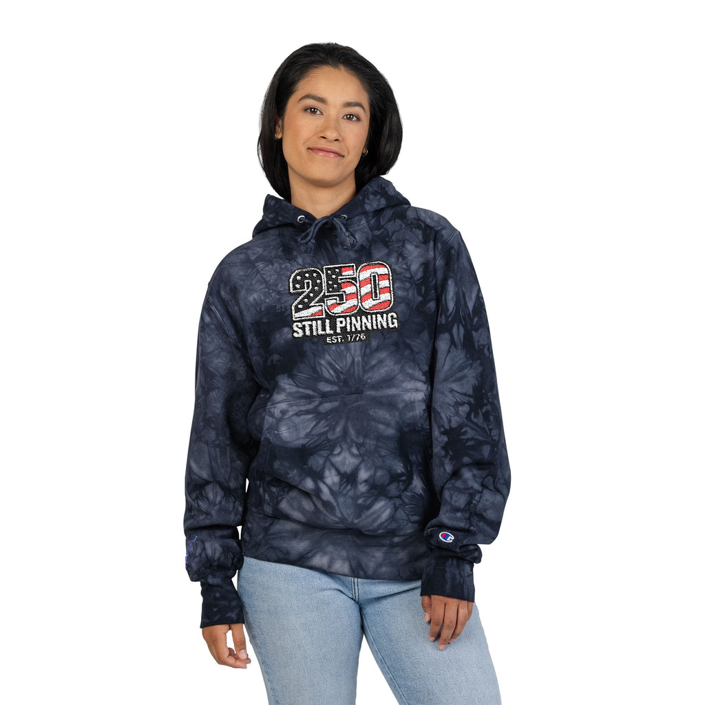 Embroidered! Tie-Dye Hoodie — "250 STILL PINNING" Design