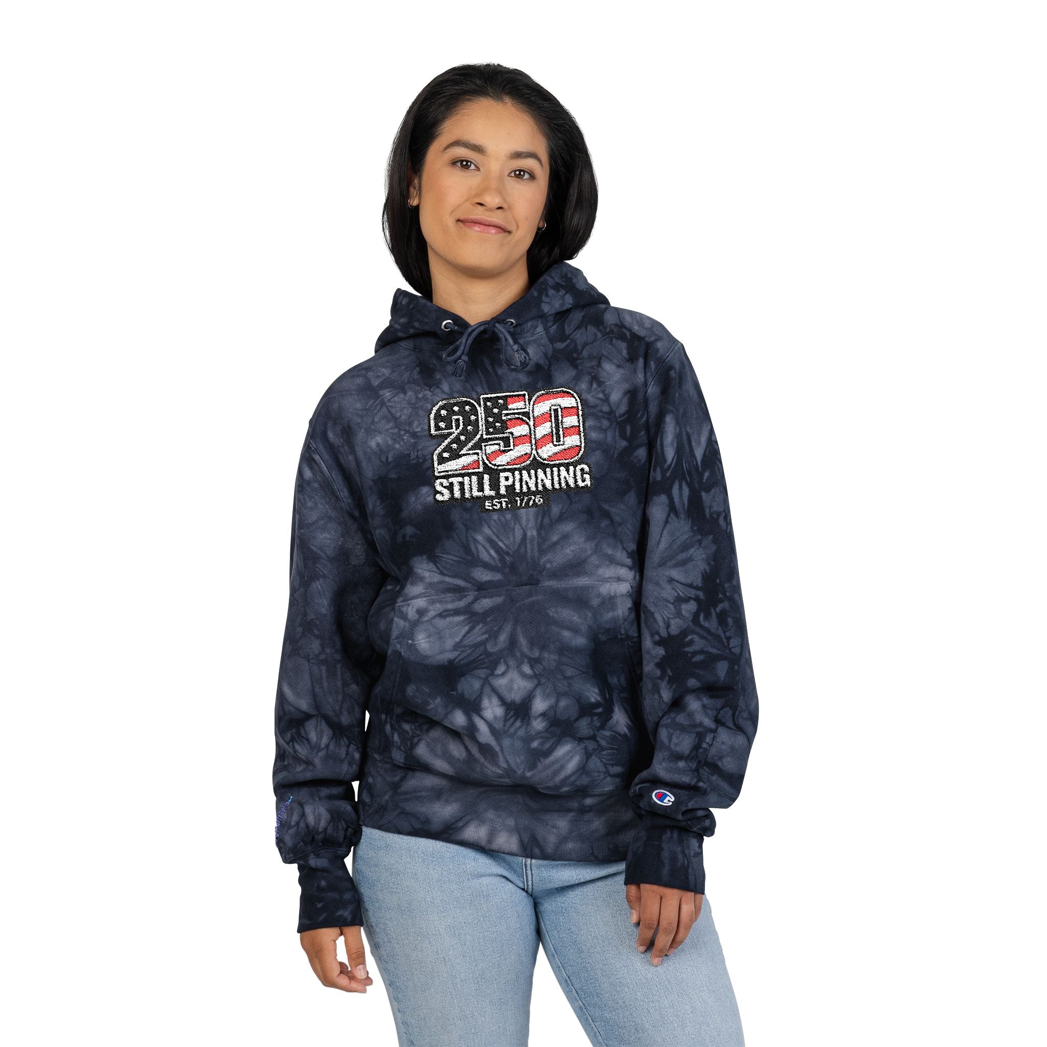 Embroidered! Tie-Dye Hoodie — "250 STILL PINNING" Design