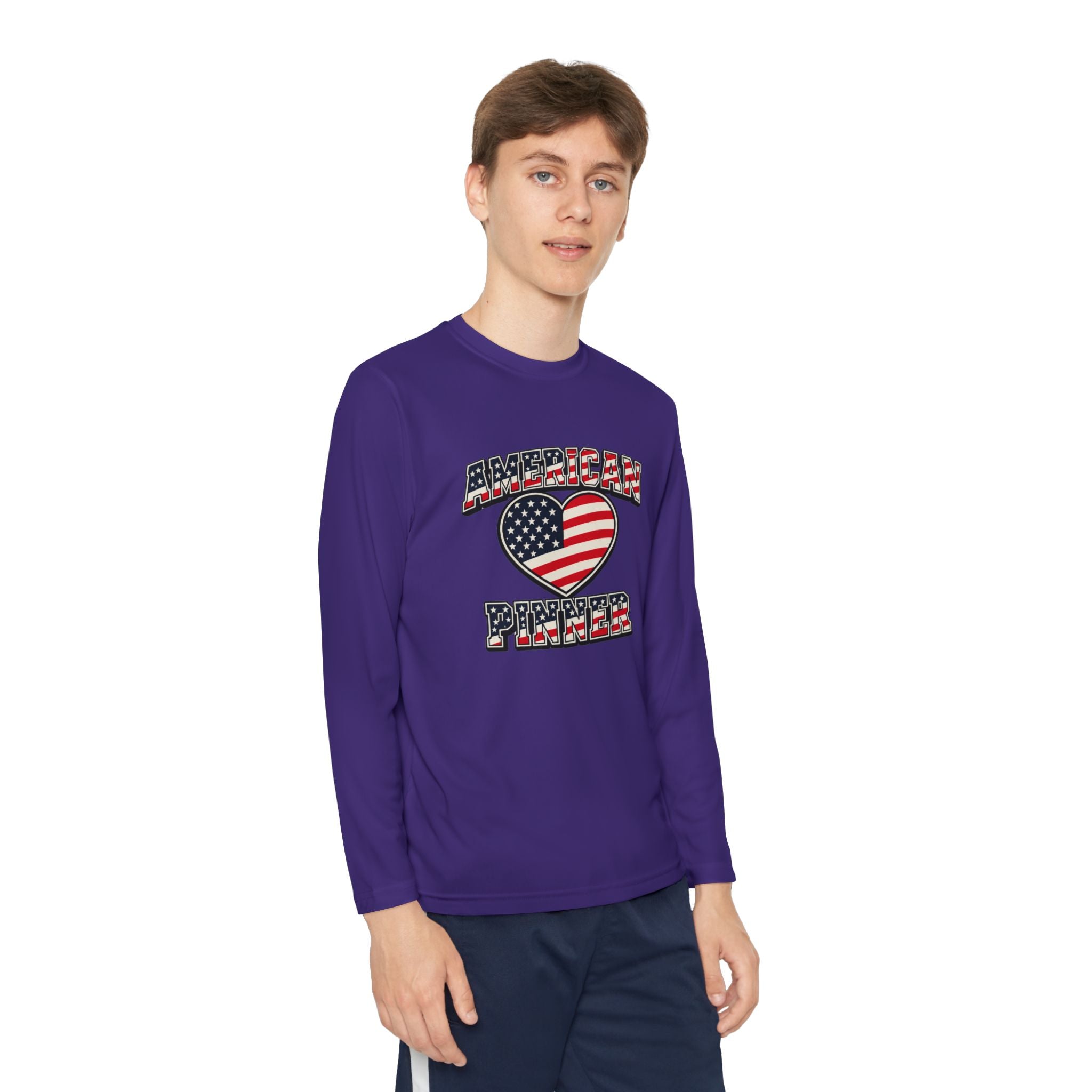 Copy of Youth Long Sleeve Tee — "American Pinner" Patriotic Competitor Shirt
