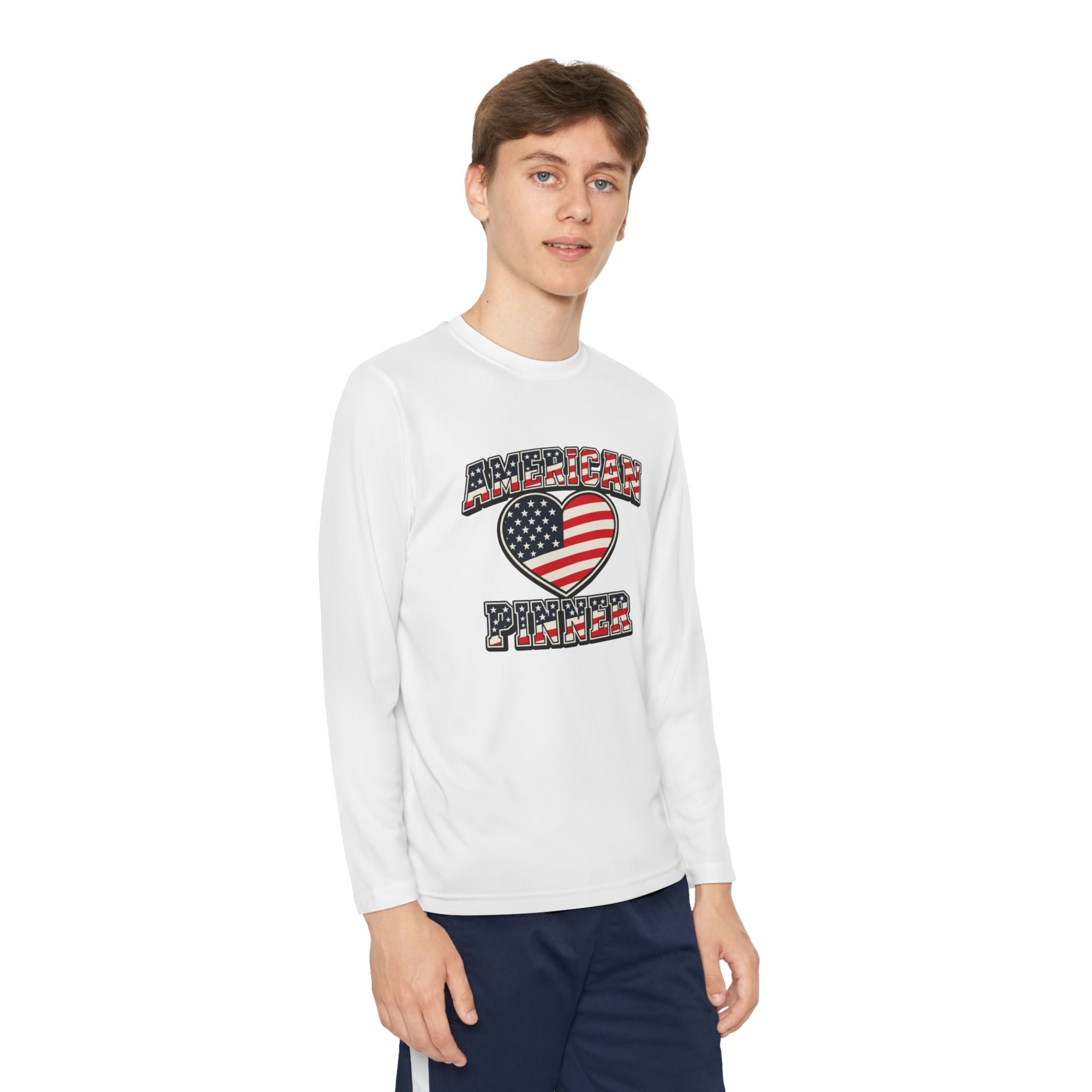 Copy of Youth Long Sleeve Tee — "American Pinner" Patriotic Competitor Shirt