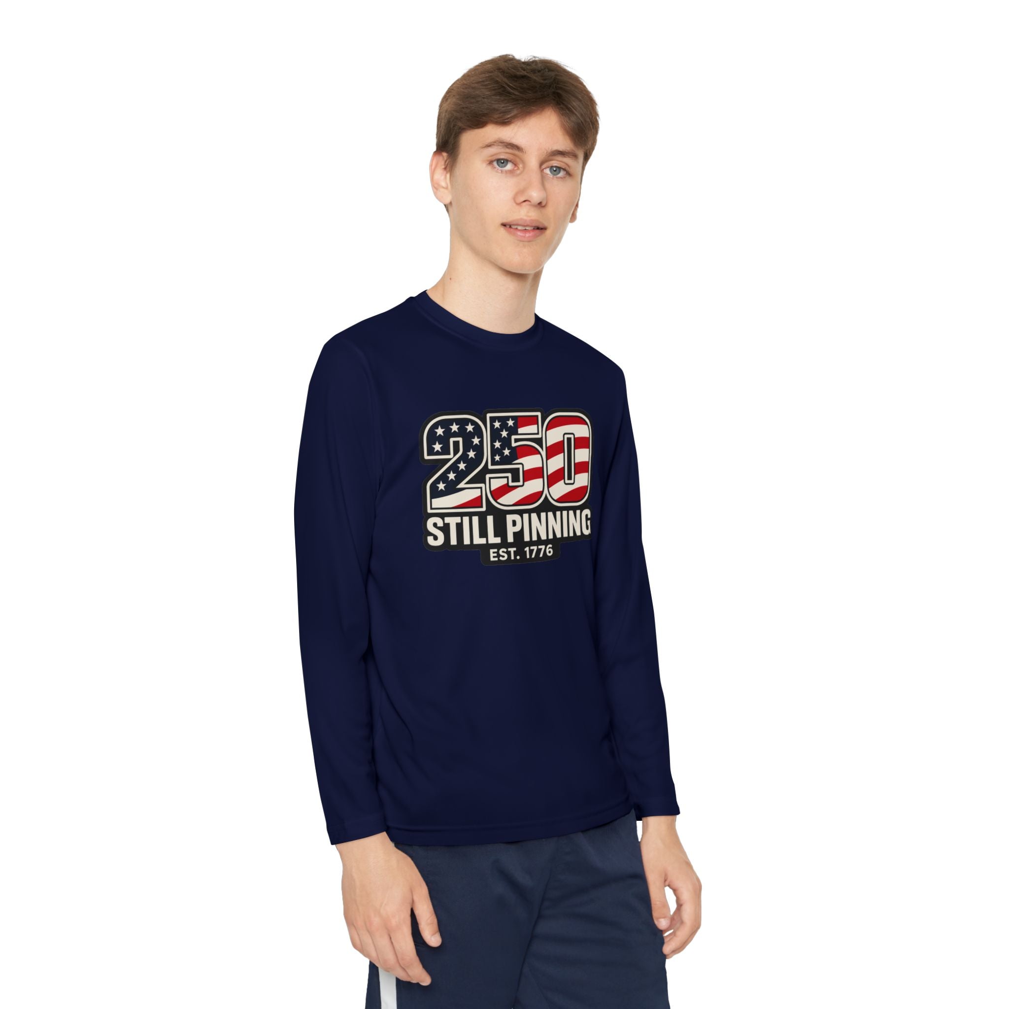 Youth Long Sleeve Tee — "American Pinner" Patriotic Competitor Shirt