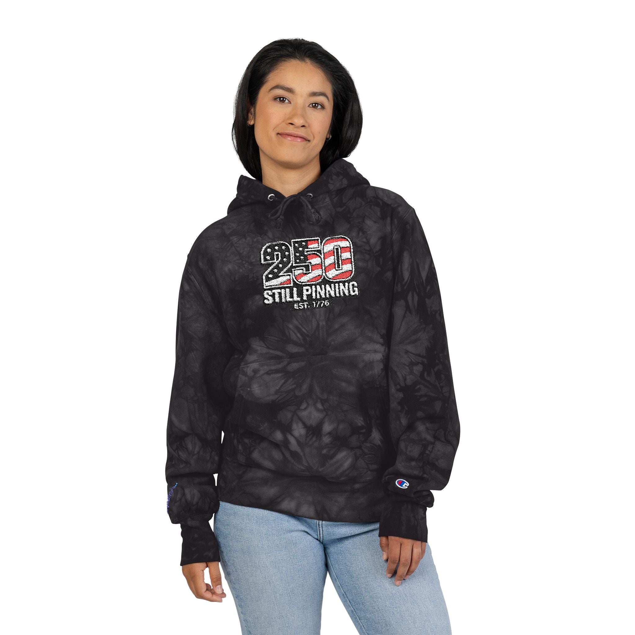 Embroidered! Tie-Dye Hoodie — "250 STILL PINNING" Design