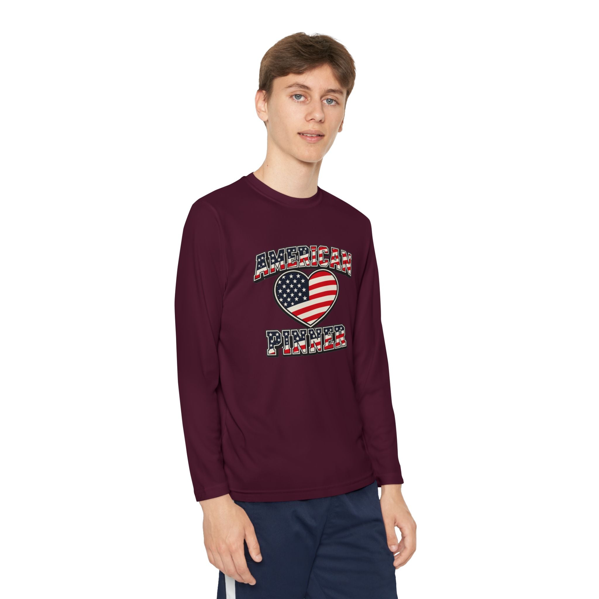Copy of Youth Long Sleeve Tee — "American Pinner" Patriotic Competitor Shirt