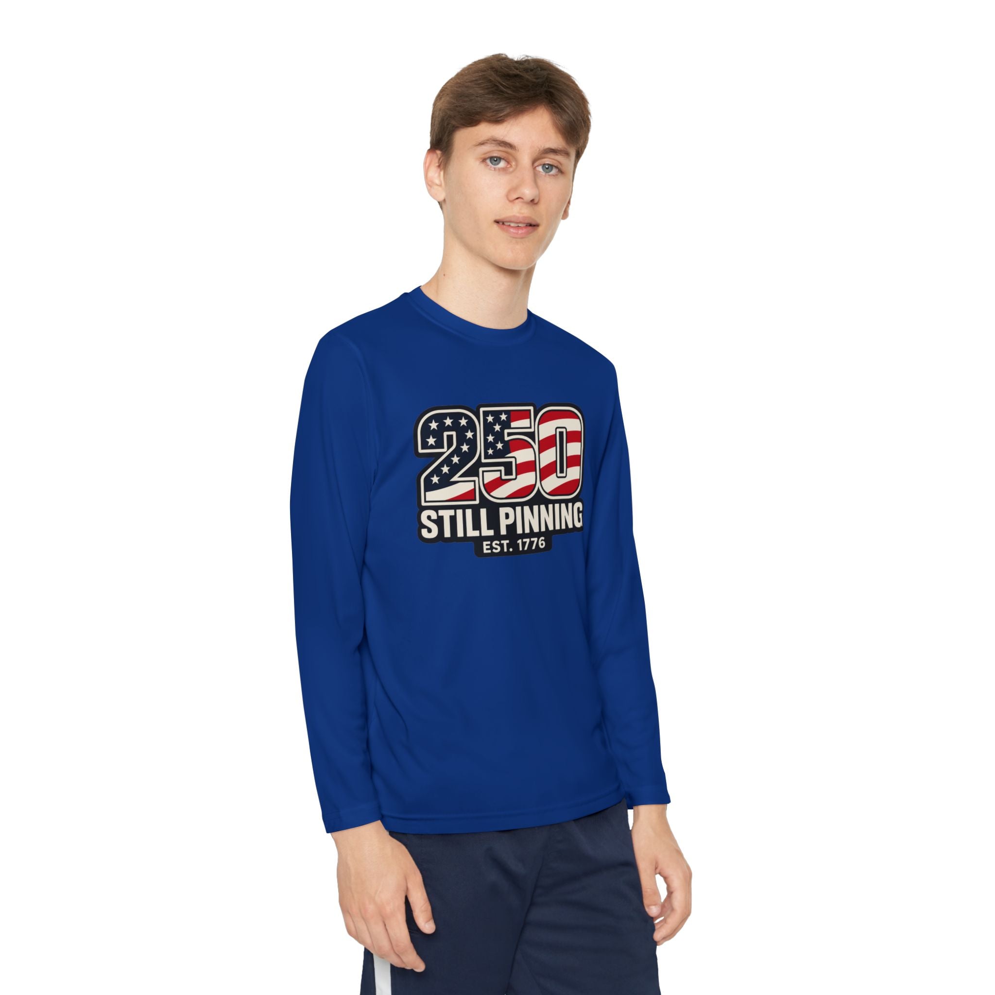 Youth Long Sleeve Tee — "American Pinner" Patriotic Competitor Shirt
